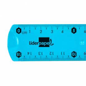 Regla liderpapel plastico flexible 15 cm colores surtidos