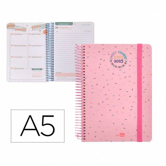 Agenda escolar liderpapel año 24 - 25 escolar fantasia sweet día página a5