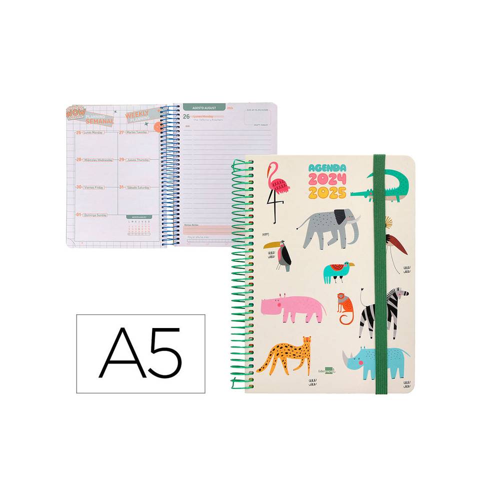 Agenda escolar liderpapel año 24 - 25 escolar fantasia savage día página a5