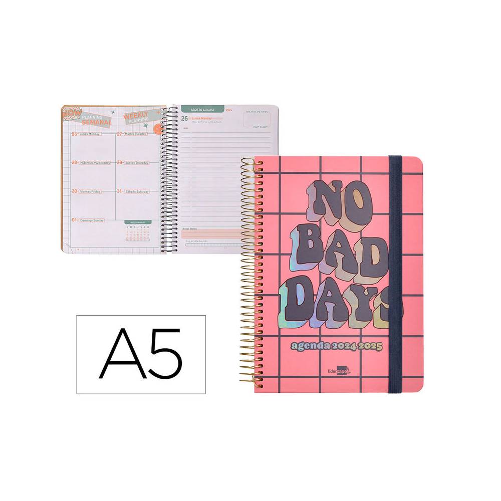 Agenda escolar liderpapel año 24 - 25 curso fantasia bad days día página a5