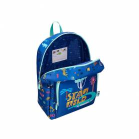 Cartera escolar liderpapel moc hila infantil safari diseño cocodrilo azul marino 330x100x250 mm