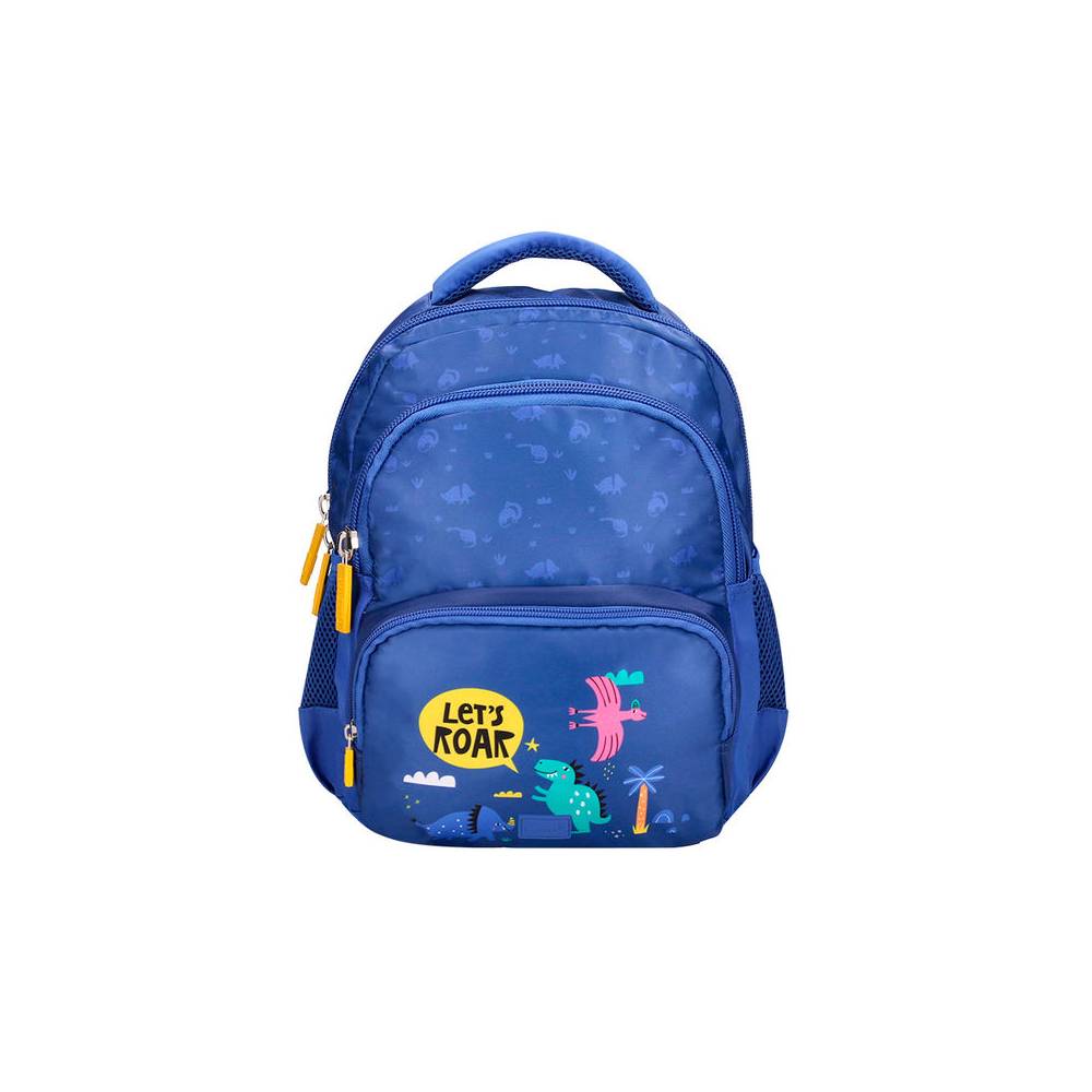 Cartera escolar liderpapel moc hila multibolsillo infantil dino azul 350x110x270 mm