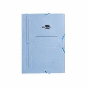 Carpeta liderpapel gomas folio 3 solapas carton pintado azul