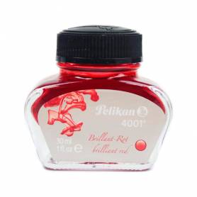 Tinta estilografica pelikan 4001 rojo brillante bote 30 ml