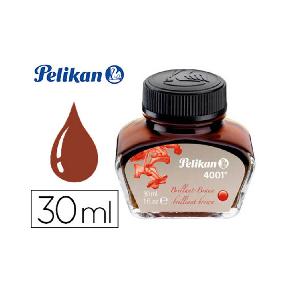 Tinta estilografica pelikan 4001 marron brillante bote 30 ml