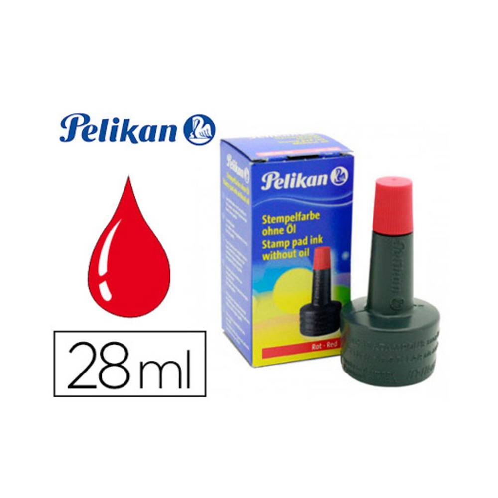 Tinta tampon pelikan rojo bote de 28 ml