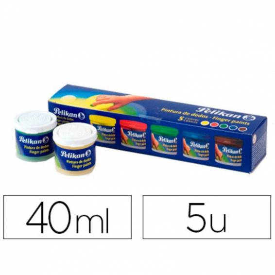 Pintura a dedos pelikan 40 ml cd/40s caja de 5 colores surtidos