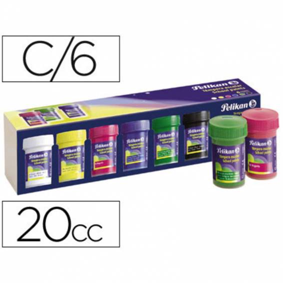 Tempera pelikan escolar 25 ml caja 6 colores surtidos