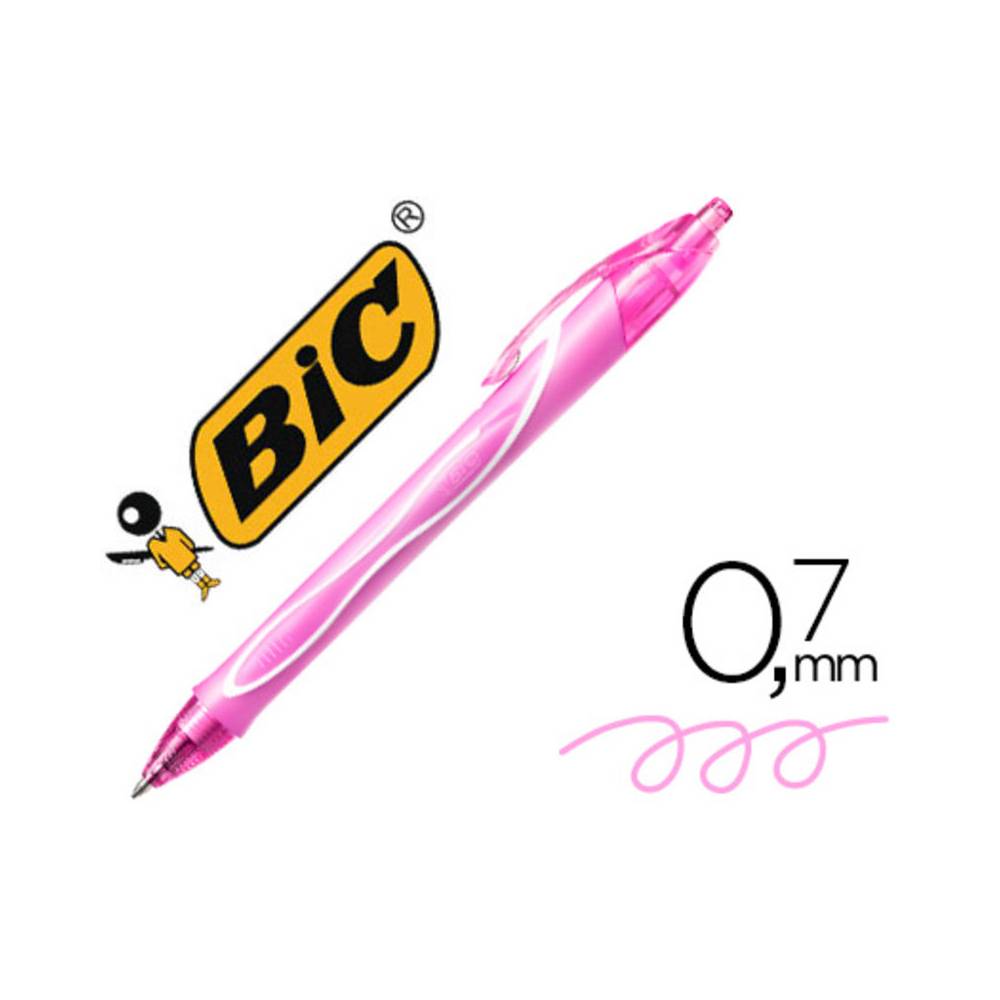 Boligrafo bic gelocity quick dry retractil tinta gel rosa punta de 0,7 mm