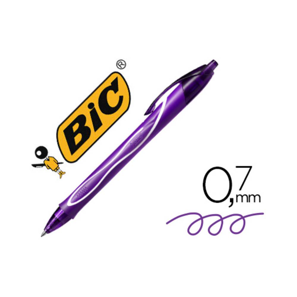 Boligrafo bic gelocity quick dry retractil tinta gel purpura punta de 0,7 mm