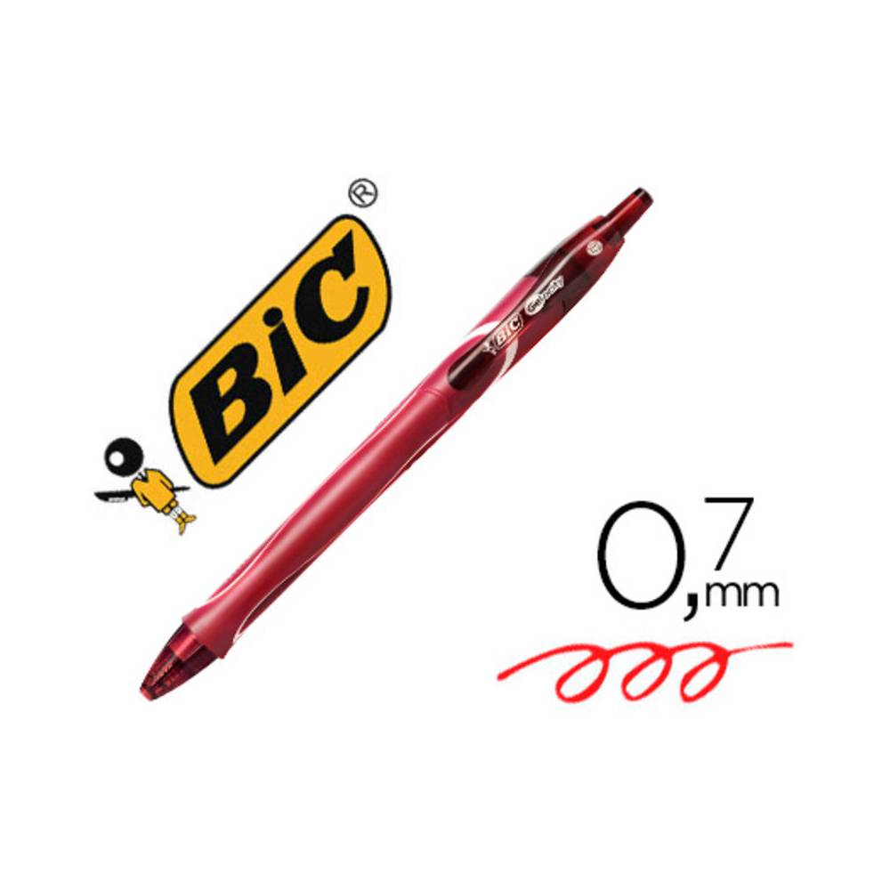 Boligrafo bic gelocity quick dry retractil tinta gel rojo punta de 0,7 mm