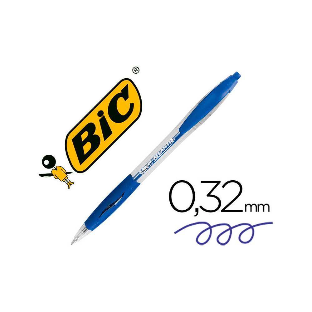 Boligrafo bic atlantis azul retractil tinta aceite punta de 1 mm