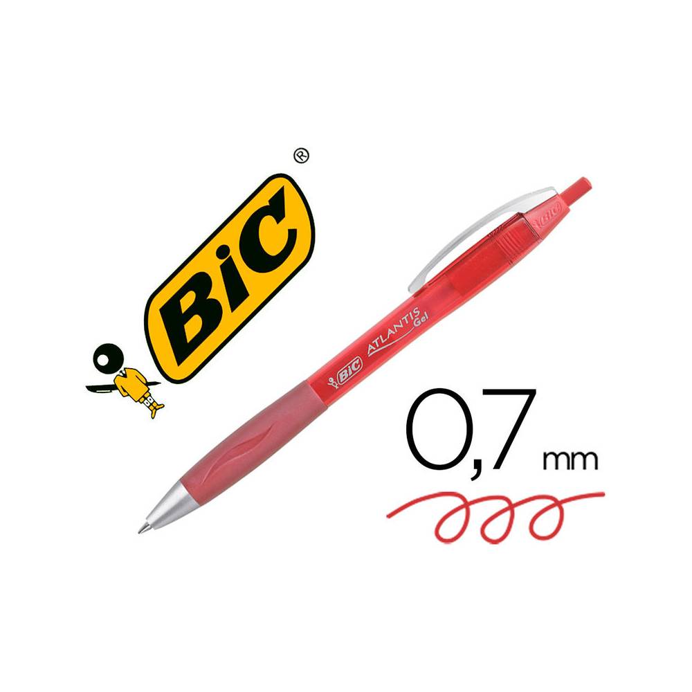 Boligrafo bic atlantis rojo retractil tinta gel punta 1 mm