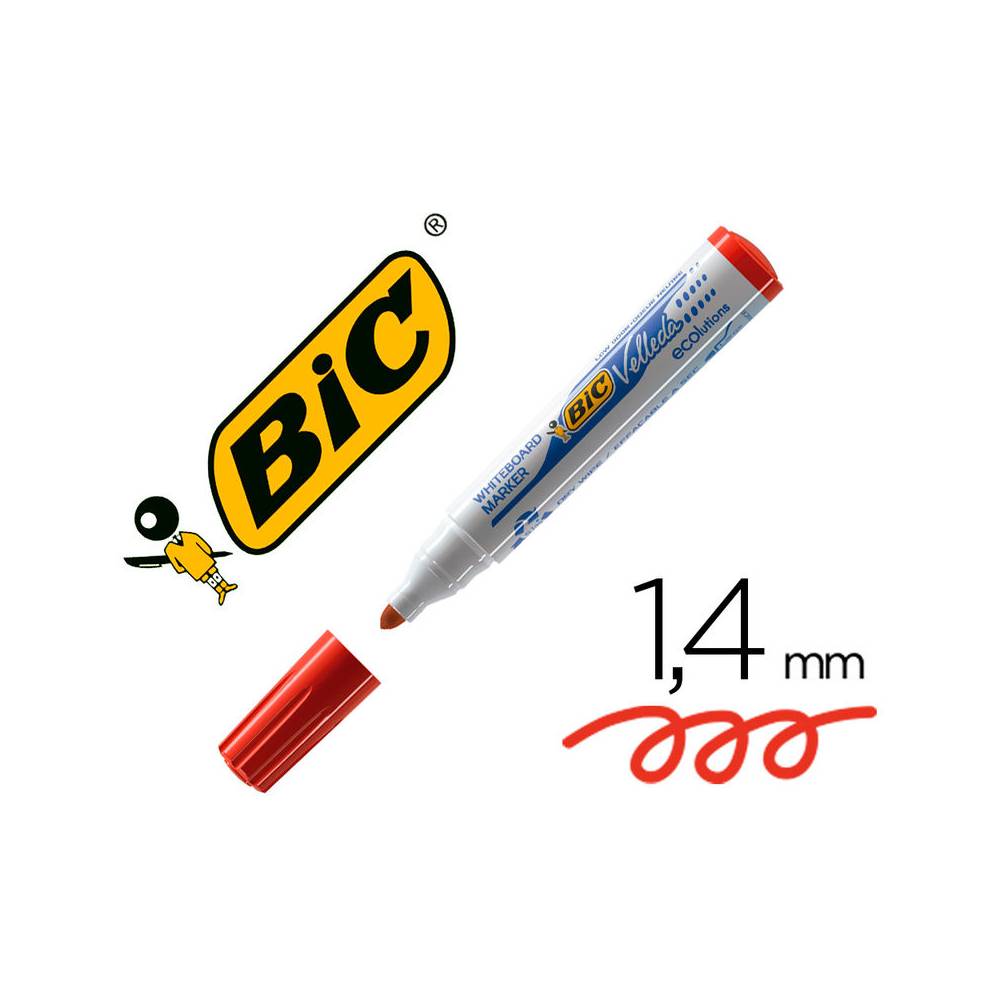 Rotulador bic velleda para pizarra rojo punta redonda 1,3 mm