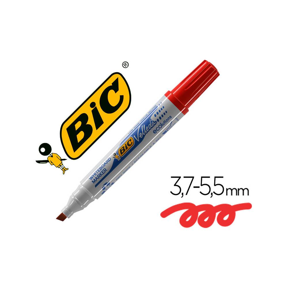 Rotulador bic velleda para pizarra rojo punta biselada 5,9 mm