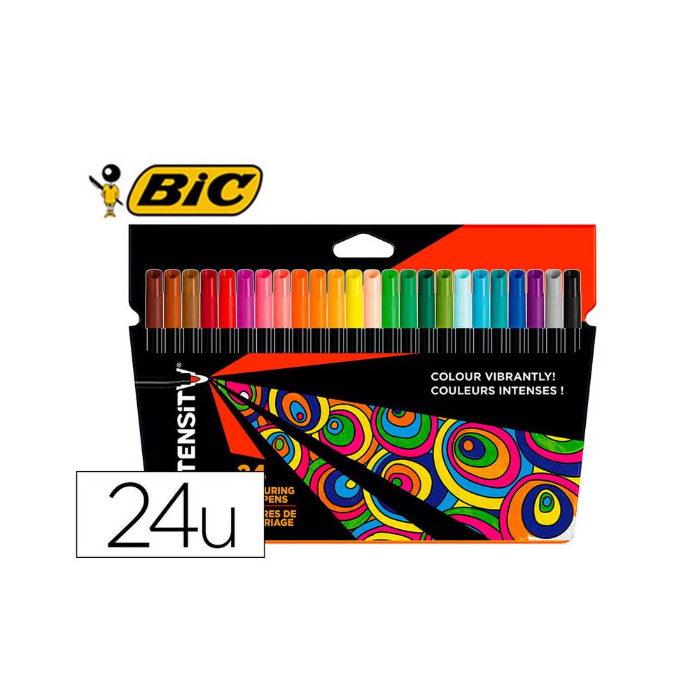 Rotulador bic intensity estuche de 24 colores surtidos