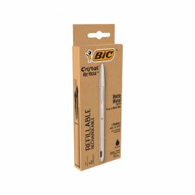 Boligrafo bic cristal renew tinta negra pack de 1 unidad + 2 recambios