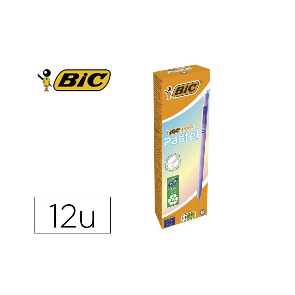 Portaminas bic matic pastel 0,7 mm caja de 12 unidades colores surtidos