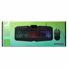 Set teclado y raton q-connect gaming con cable e iluminacion led color negro - KF10080