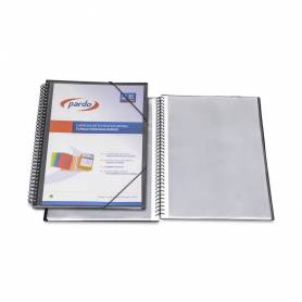 Carpeta pardo escaparate con espiral 20 fundas folio personalizable color negra - 842001