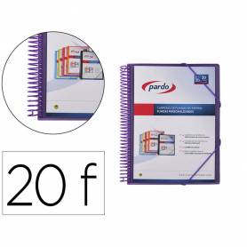 Carpeta pardo escaparate con espiral 20 fundas folio personalizable color lila - 842005