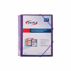 Carpeta pardo escaparate con espiral 40 fundas folio personalizable color lila - 844005