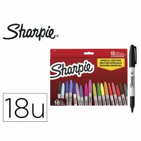 Rotulador sharpie permanente fino pack vuelta al cole pez blister de 18 unidades colores surtidos - 2204015