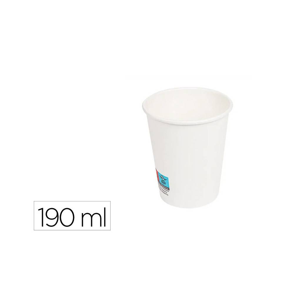 Vaso de papel blanco bunzl reciclable pefc 190 ml apto bebidas frias y calientes paquete de 50 unidades - 34514