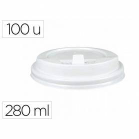 Tapa para vaso bunzl 280 ml poliestireno con orificio paquete de 100 unidades - 20507
