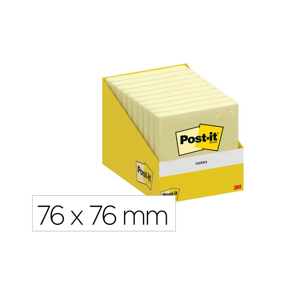 Bloc de notas adhesivas quita y pon post-it 76x76 mm 100 hojas amarillo canario retractilado individualmente - 7100317841