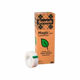 Cinta adhesiva scotch magic invisible eco 33 mt x 19 mm pack de 9 unidades