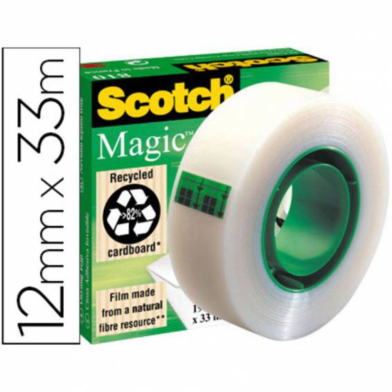 Cinta adhesiva scotch magic invisible 33 mt x 12 mm