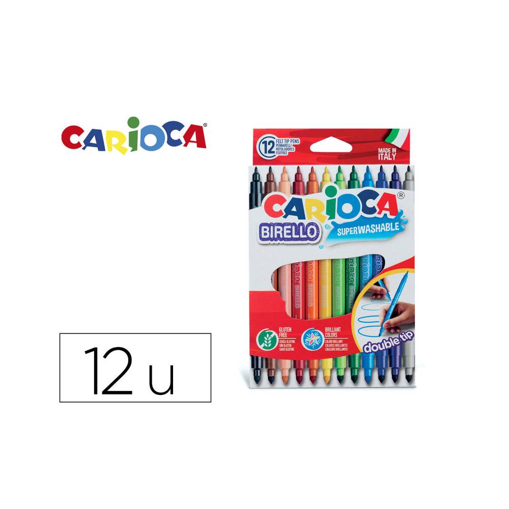 Rotulador carioca birello bipunta caja de 12 colores surtidos