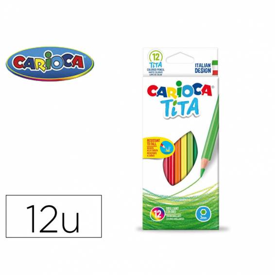 Lapices de colores carioca tita hexagonal caja de 12 unidades colores surtidos