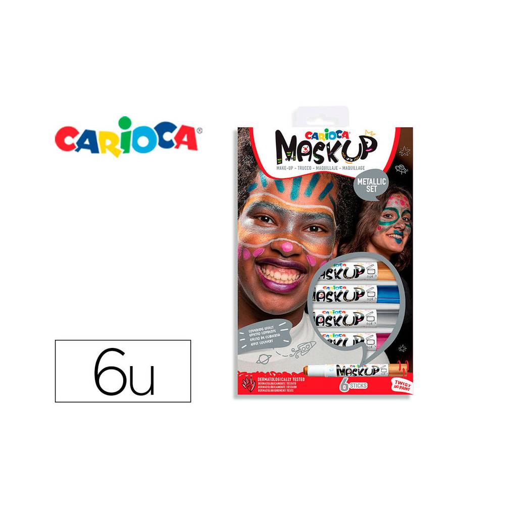 Barra de maquillaje carioca mask up metallic caja de 6 colores surtidos