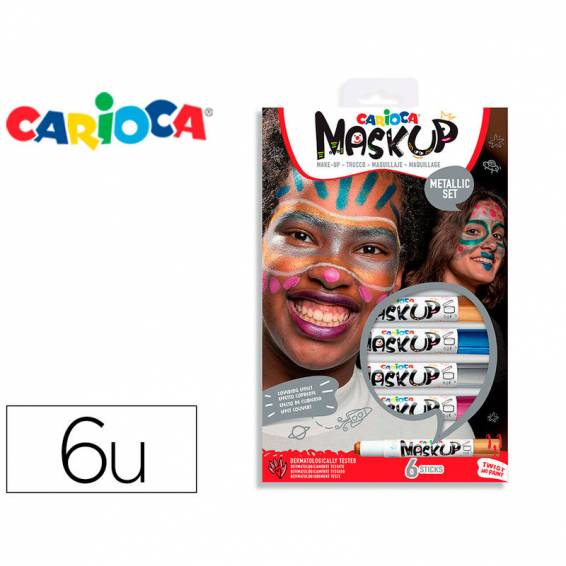 Barra de maquillaje carioca mask up metallic caja de 6 colores surtidos