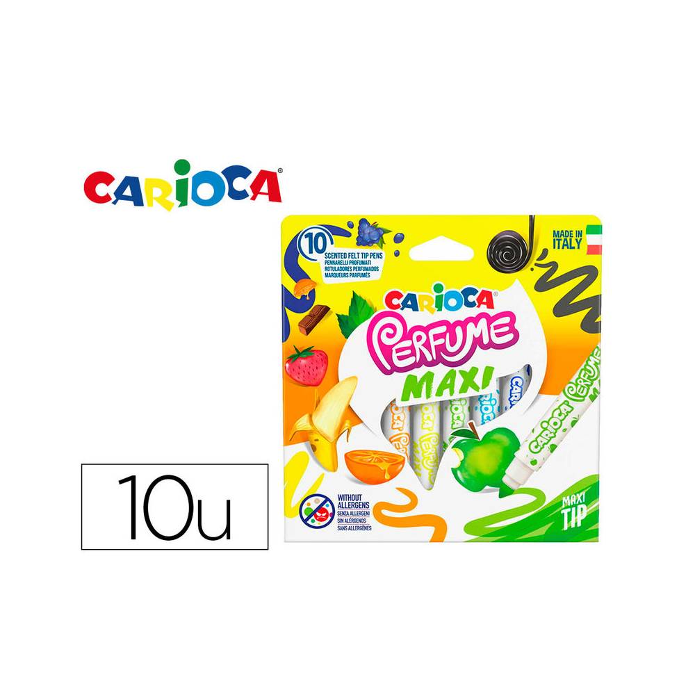 Rotulador carioca perfumado punta maxi lavable caja de 10 unidades colores surtidos