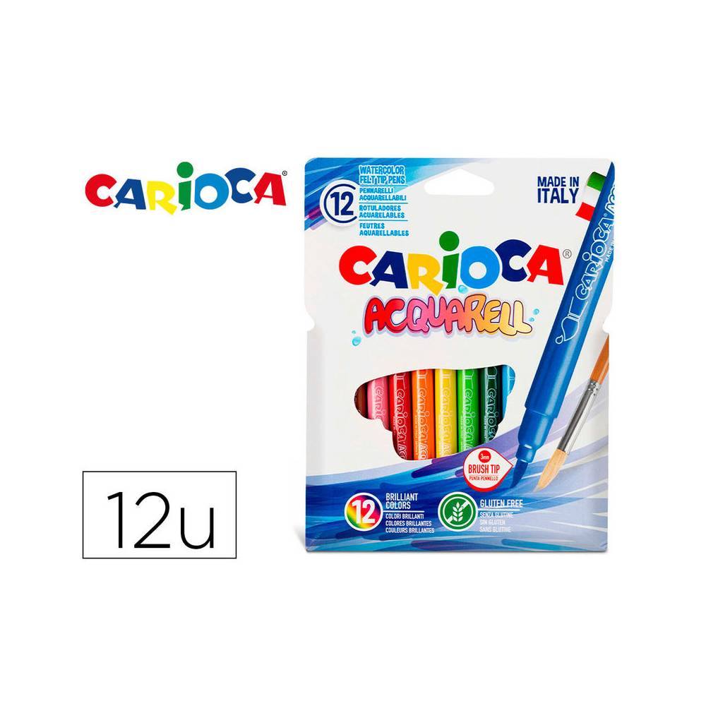 Rotulador carioca aquarelle punta de pincel caja de 12 colores surtidos