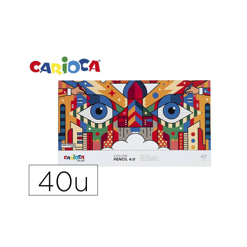 Lapices de colores carioca plus 4.0 caja premium de 40 unidades colores surtidos