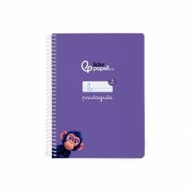 Cuaderno espiral liderpapel di n a5 pautaguia tapa blanda 40h 75 gr cuadro pautado 5mm color lila - BC120