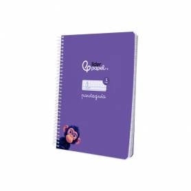 Cuaderno espiral liderpapel di n a5 pautaguia tapa blanda 40h 75 gr cuadro pautado 5mm color lila - BC120