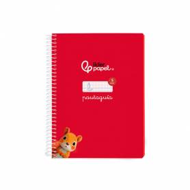 Cuaderno espiral liderpapel di n a5 pautaguia tapa blanda 40h 75 gr cuadro pautado 5mm color rojo - BC122