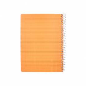 Cuaderno espiral liderpapel din a5 pautaguia tapa plastico 80h 90gr cuadro pautado 3mm color naranja - BE61