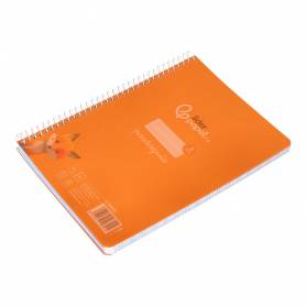 Cuaderno espiral liderpapel din a5 pautaguia tapa plastico 80h 90gr cuadro pautado 3mm color naranja - BE61