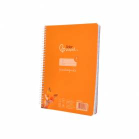 Cuaderno espiral liderpapel din a5 pautaguia tapa plastico 80h 90gr cuadro pautado 4mm color naranja - BE62