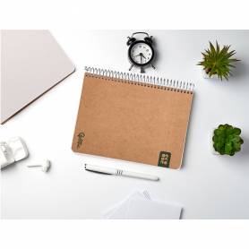 Cuaderno espiral liderpapel a5 tapa cartulina kraft contracolada 120h papel 100% reciclado 80 gr liso - BJ92