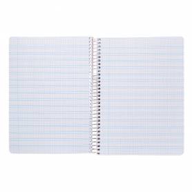 Cuaderno espiral liderpapel din a5 pautaguia tapa plastico 80h 90gr cuadro pautado 3 mm con margen color azul - BE52