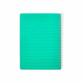 Cuaderno espiral liderpapel din a5 pautaguia tapa plastico 80h 90gr cuadro pautado 3 mm con margen color verde - BE54