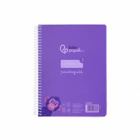 Cuaderno espiral liderpapel din a5 pautaguia tapa plastico 80h 90gr cuadro pautado 3 mm con margen color violeta - BE55