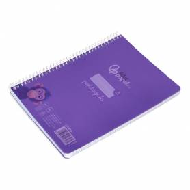 Cuaderno espiral liderpapel din a5 pautaguia tapa plastico 80h 90gr cuadro pautado 3 mm con margen color violeta - BE55